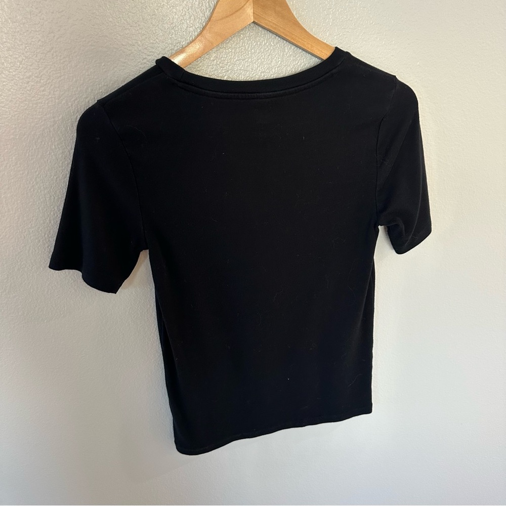 GAP Black 1/3 Sleeve Basic Stretch Soft High Neck Modern Tshirt Top, M - Picture 2 of 5